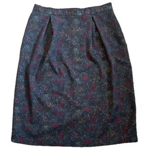 Vintage Dark Floral Midi Skirt Fits Medium Large USA Made Cottagecore Whimsigoth
